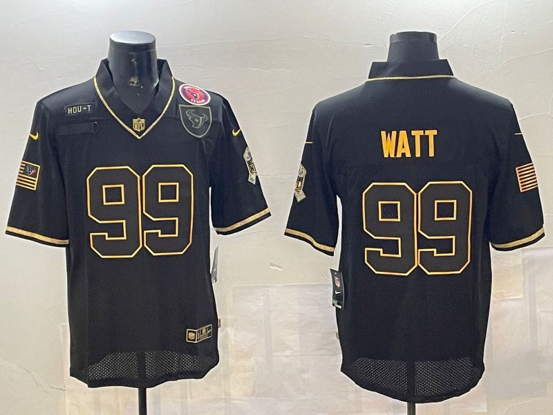 Men Houston Texans #99 Watt Black Gold 2024 Nike Limited NFL Jersey style 01081
